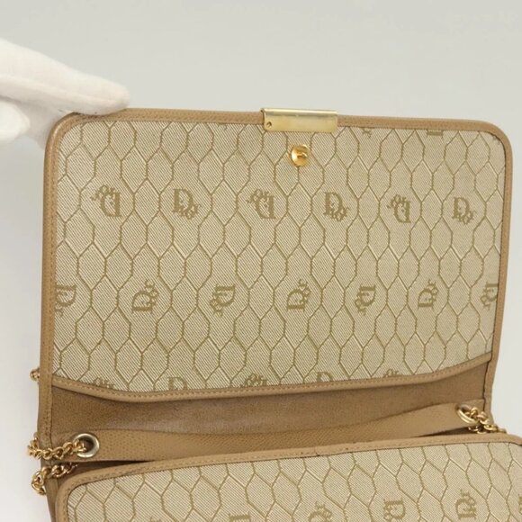 Christian Dior Chain Shoulder Bag Leather Beige Gold Auth BA2983 - Picture 14 of 16